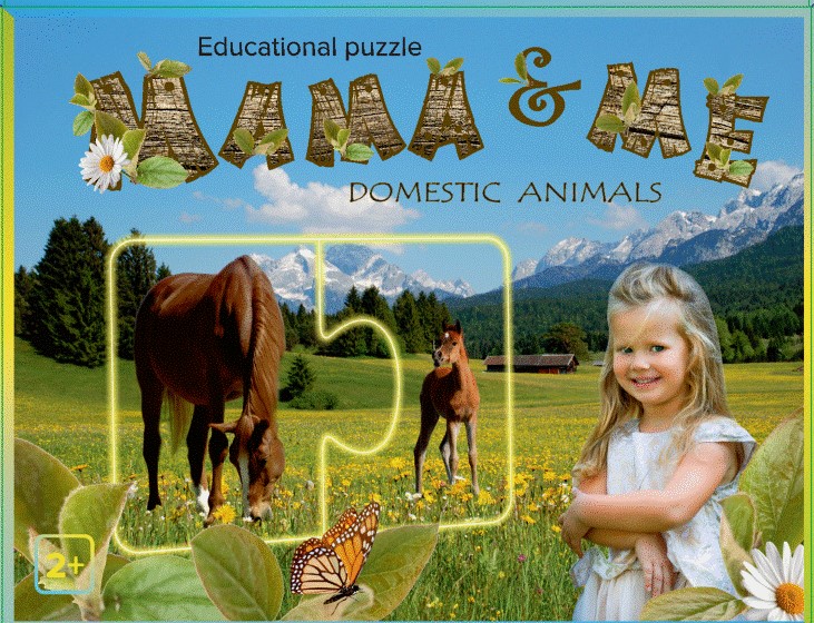 Lavinamoji dėlionė Mama ir aš, Naminiai gyvūnai, angl., 2+