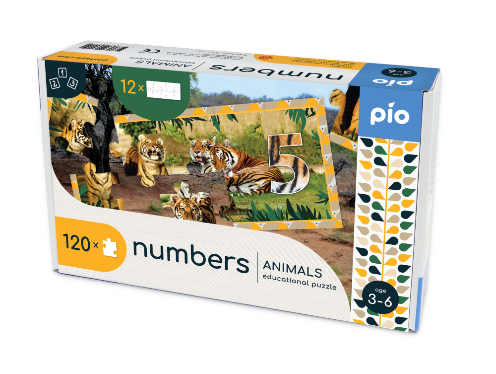 Lavinanti dėlionė NUMBERS - ANIMALS, 3-6 metų vaikams