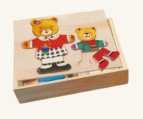Medinė dėlionė-žaidimas Aprenk mešką ir meškutį , 3+